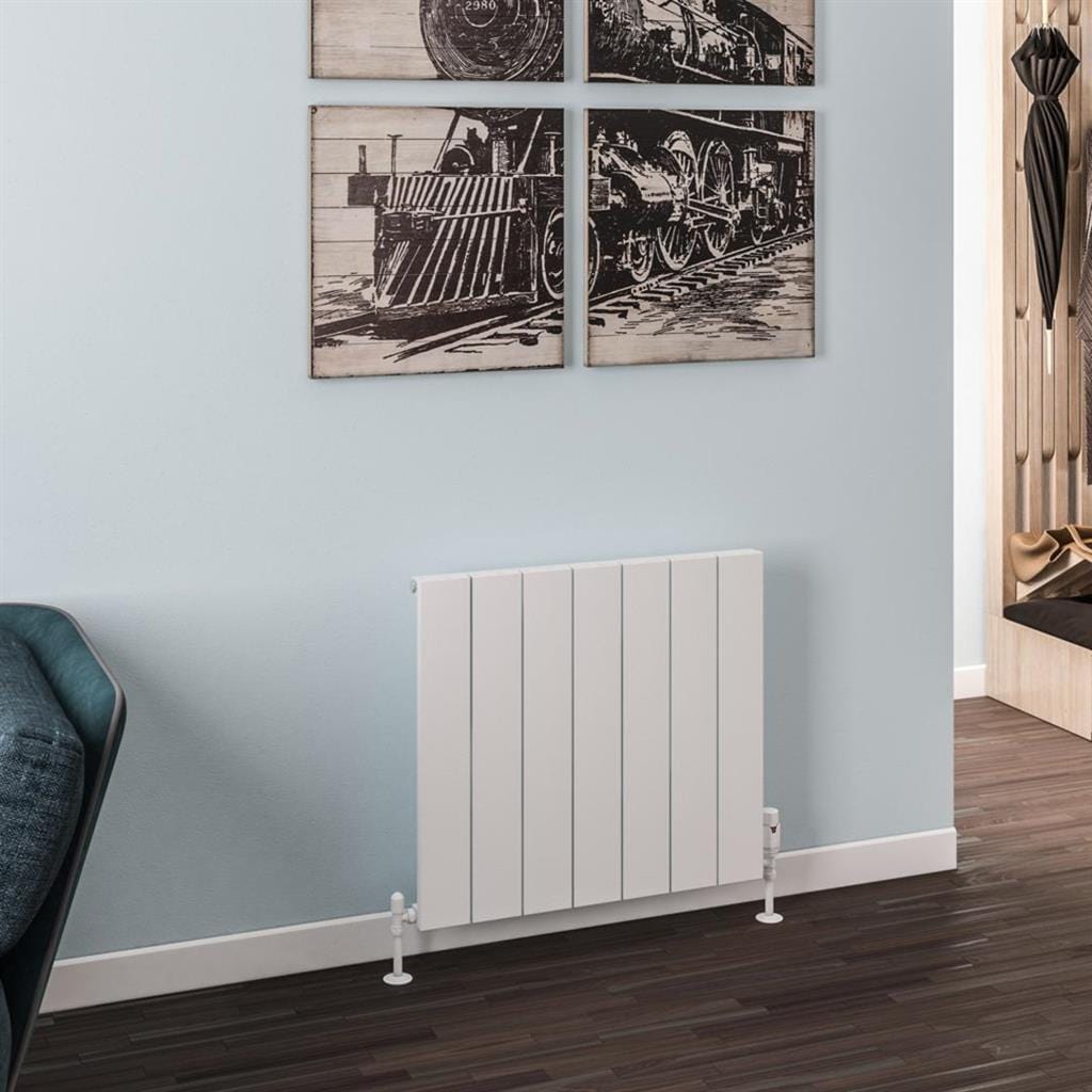 Eastbrook Panel Radiator 600 x 660 / Electric Only Eastbrook Rosano Straight Horizontal Aluminium Radiator  in Matt White