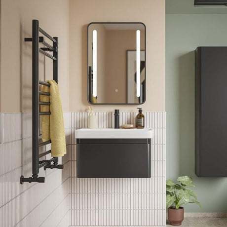 Aquarius Bathrooms Wall Mounted Vanity Unit Matt Black / 605mm Aquarius Sophie Wall Hung One Drawer Vanity Unit with 1 Tap Hole Basin