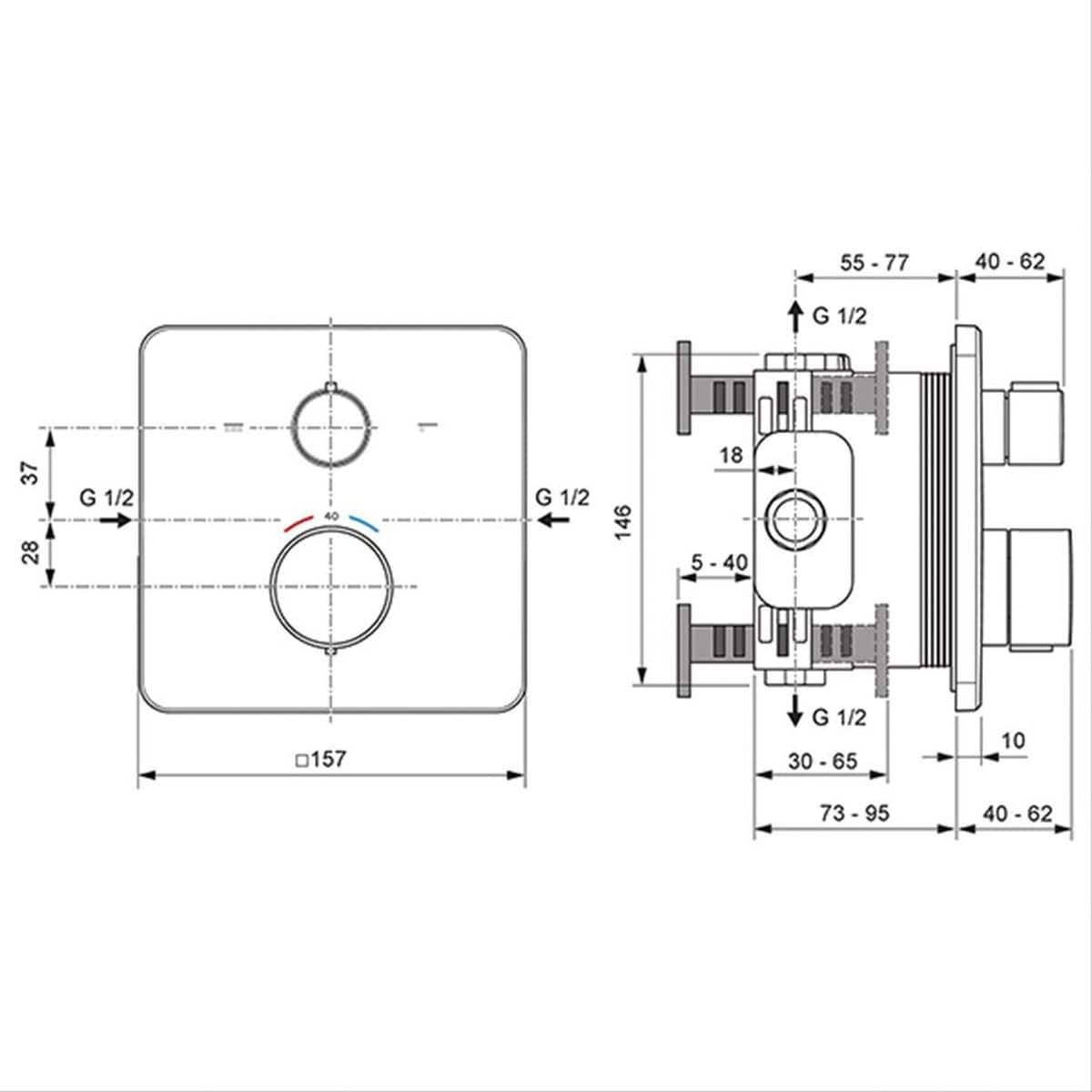 Ideal Standard Concealed Shower Valve Ideal Standard Ceratherm C25 2 Outlet Square Concealed Valve Trim-set