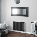 Eastbrook Panel Radiator 600 x 825mm Eastbrook Tunstall Straight Horizontal Designer Radiator in Matt Black