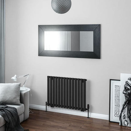 Eastbrook Panel Radiator 600 x 825mm Eastbrook Tunstall Straight Horizontal Designer Radiator in Matt Black