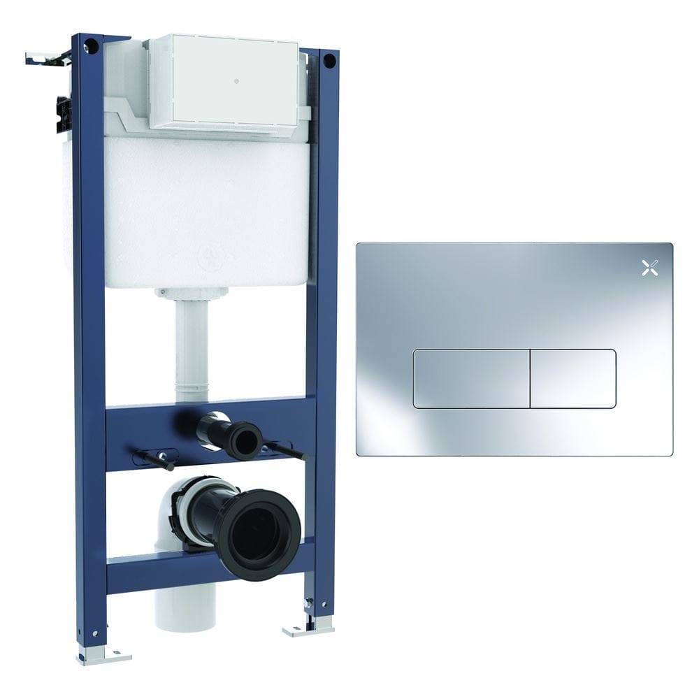 Crosswater Wall Hung WC Frame MPRO Plate in Chrome Crosswater 0.98m Dual Flush WC Support Frame Set with Flush Plate