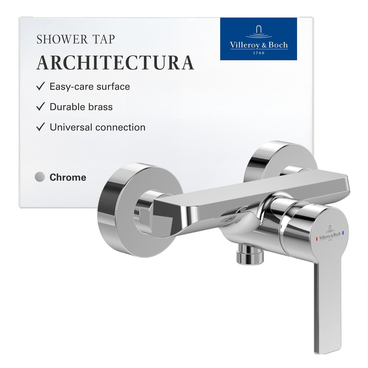 Villeroy & Boch Bath Shower Mixer Villeroy & Boch Architectura Wall Mounted Single Lever Shower Mixer Tap in Chrome
