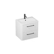 Britton Wall Mounted Vanity Unit Frosted White / 1 Tap Hole Basin / Matt Black Britton Camberwell Wall Mounted 600mm Vanity Unit with Basin or Worktop