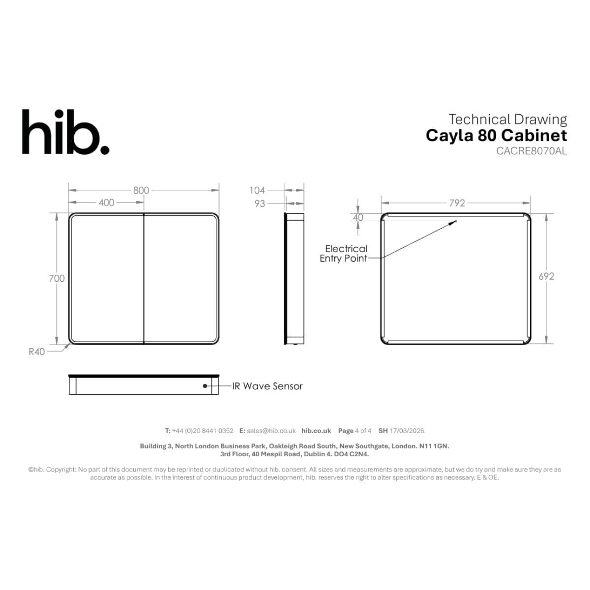 hib. Mirrored Cabinet hib. Cayla Slim LED Mirror Cabinet