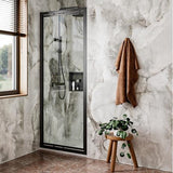 Crosswater In-Fold Shower Door Crosswater Clear 6 Infold Shower Door 800mm in Matt Black