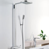 Flova Exposed Shower Set Flova Urban Thermostatic Exposed Shower Valve with Riser, Rainshower Head, and Shower Handset