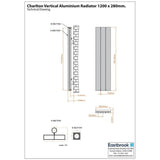 Eastbrook Panel Radiator Eastbrook Charlton Vertical Aluminium Designer Radiator in Matt Anthracite