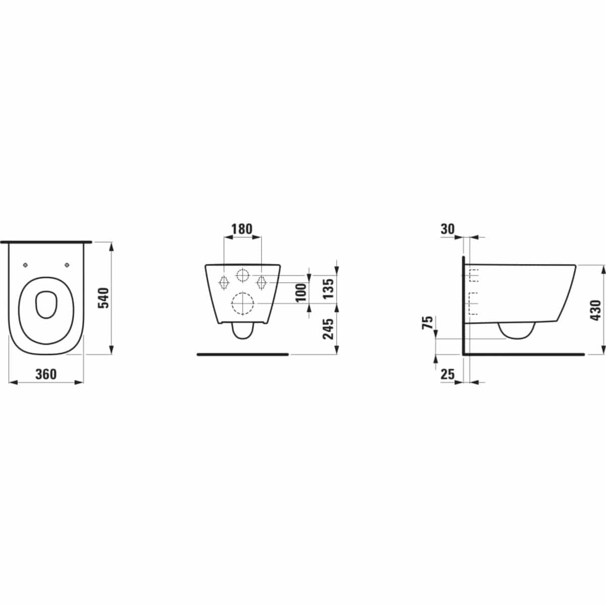 Laufen Wall Hung Toilet Laufen Meda Rimless Silent Flush Back to Wall Toilet with Soft Close Seat
