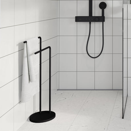 Smedbo Towel Rails and Rings Black Smedbo Beslagsboden Curve Freestanding Double Towel Rail