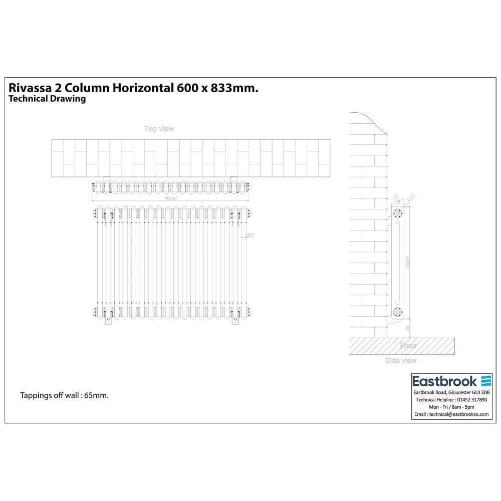 Eastbrook Column Radiator Eastbrook Rivassa Traditional 2 Column Radiator in Matt Black
