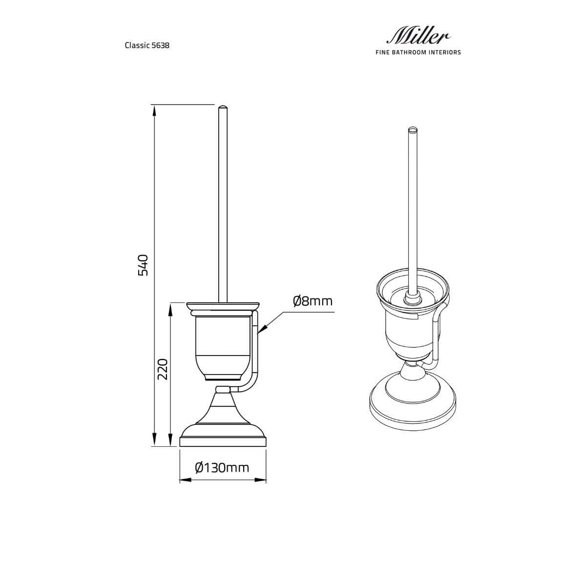 Miller Toilet Brush Miller Signature Freestanding Traditional Toilet Brush and Holder