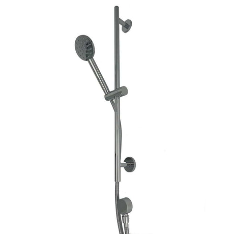 TED Shower Riser Rail Chrome TED Round Riser Rail Shower Kit with Handset and Wall Outlet