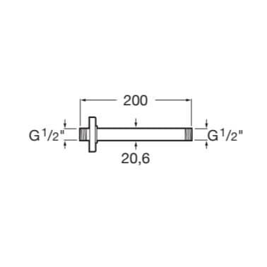 Roca Fixed Shower Arm Roca Ceiling Mounted 200mm Shower Arm