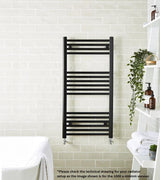 Aquarius Bathrooms Ladder Rail 1000 x 500mm Aquarius Noir Central Heating Towel Rail in Matt Black