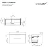 Crosswater Wall Mounted Vanity Unit Crosswater Glide II Wall Mounted Two Drawer Vanity Unit with Worktop