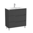 Roca Wall Mounted Vanity Unit Matt Black Roca Aleyda Compact 800mm Floor Standing Three Drawer Vanity Unit with Basin
