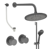 UK Bathroom Store Concealed Shower Set Slate / Wall Arm / 300mm Crosswater Module Shower Set 7 - 3 Outlet with Riser Rail Kit, Overhead Shower and Overflow Bath Filler