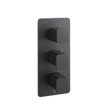 JTP Concealed Shower Valve JTP HIX 2 Outlet, 3 Handle Thermostatic Concealed Shower Valve in Matt Black