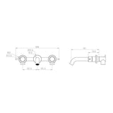 Saneux Wall Mounted Basin Tap Saneux COS 3 Hole Wall Mounted Basin Mixer Tap in Matte Black
