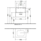 Villeroy & Boch Wall Mounted Vanity Unit Villeroy & Boch Arto Wall Mounted 600mm Two Drawer Vanity Unit with Basin