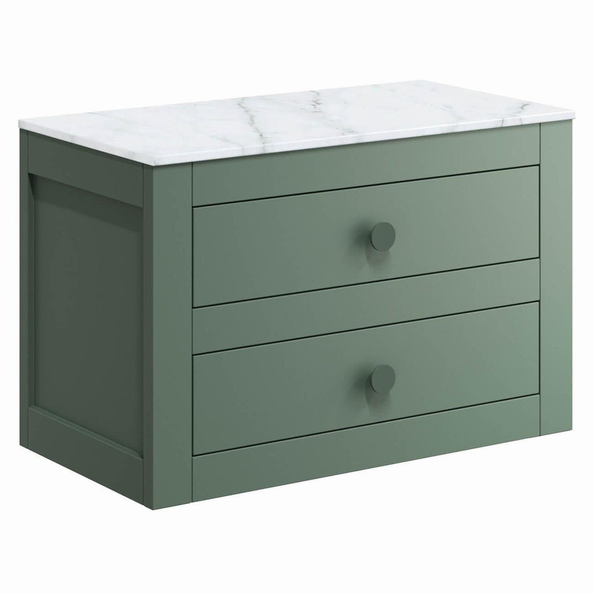 Crosswater Wall Mounted Vanity Unit Sage Green / 710 x 460mm Crosswater Canvass Vanity Unit with White Carrara Marble Effect Worktop