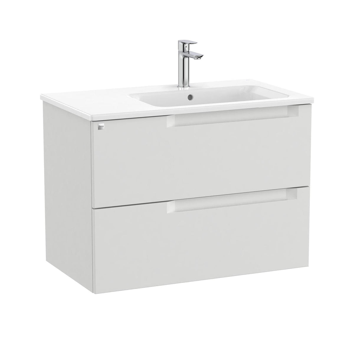 Roca Wall Mounted Vanity Unit Roca Aleyda 800mm Wall Mounted Two Drawer Vanity Unit with Basin