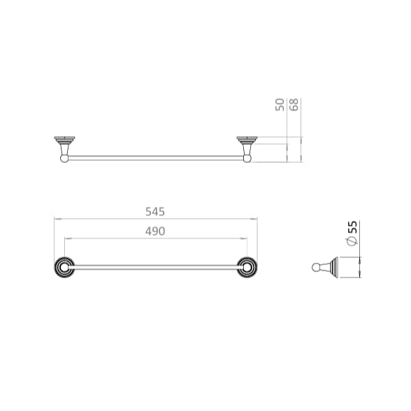 Crosswater Towel Rails and Rings Crosswater Belgravia 600mm SingleTowel Rail