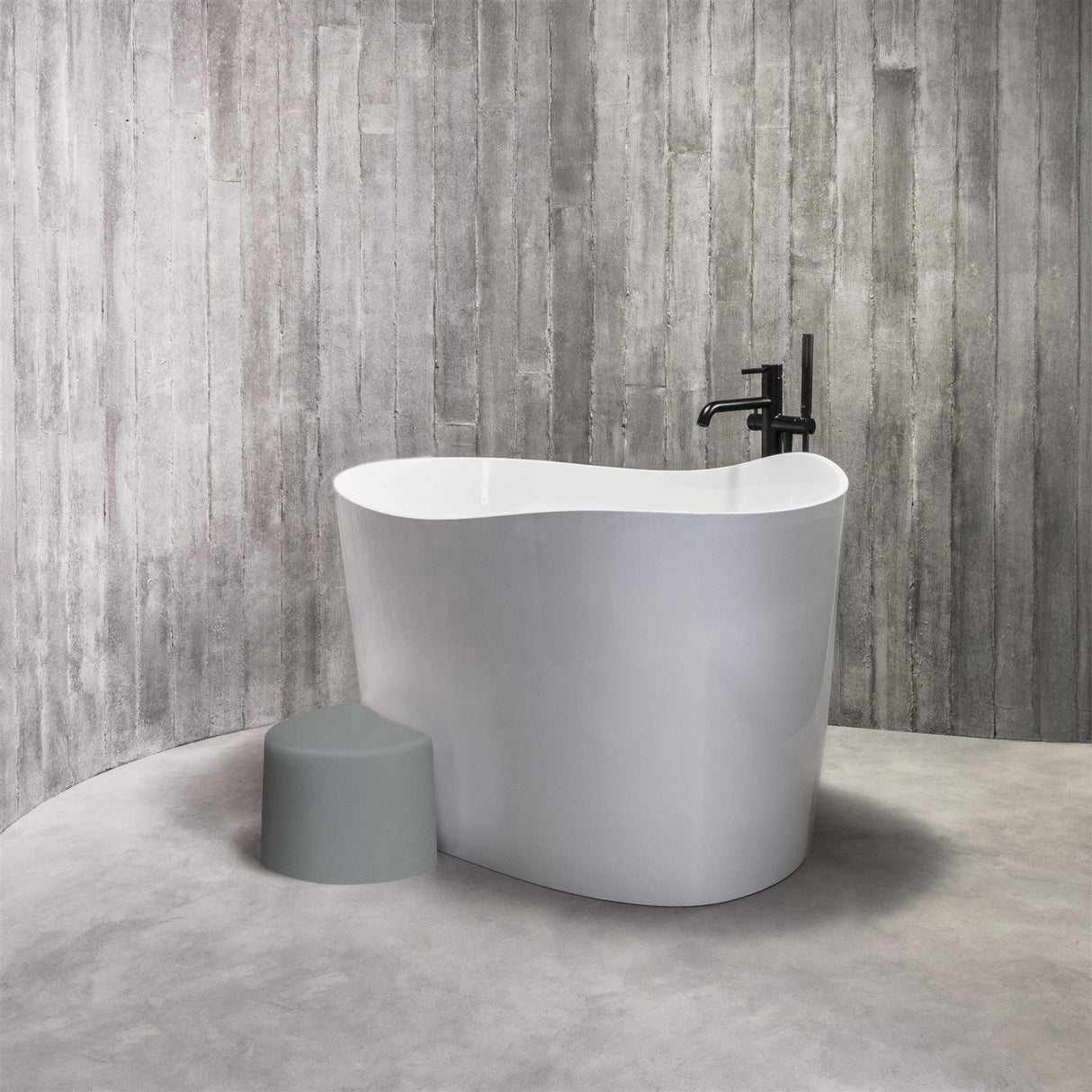 Roca Modern Freestanding Bath Roca Ohtake Oval Freestanding Stonex® Oval Japanese Bath with Click-Clack Waste