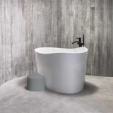 Roca Modern Freestanding Bath Roca Ohtake Oval Freestanding Stonex® Oval Japanese Bath with Click-Clack Waste