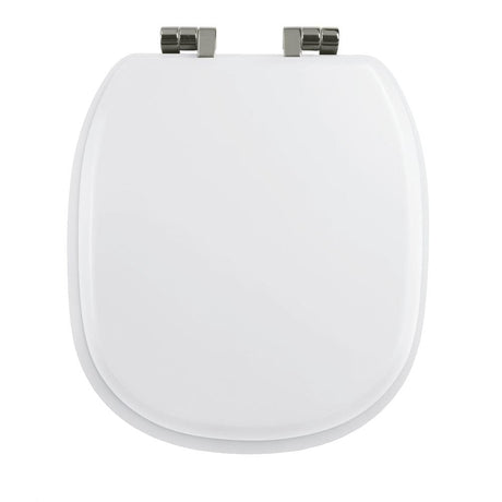 Imperial Toilet Seat White / Polished Nickel Imperial Radcliffe Solid Wood Painted Toilet Seat with Soft Close Hinges