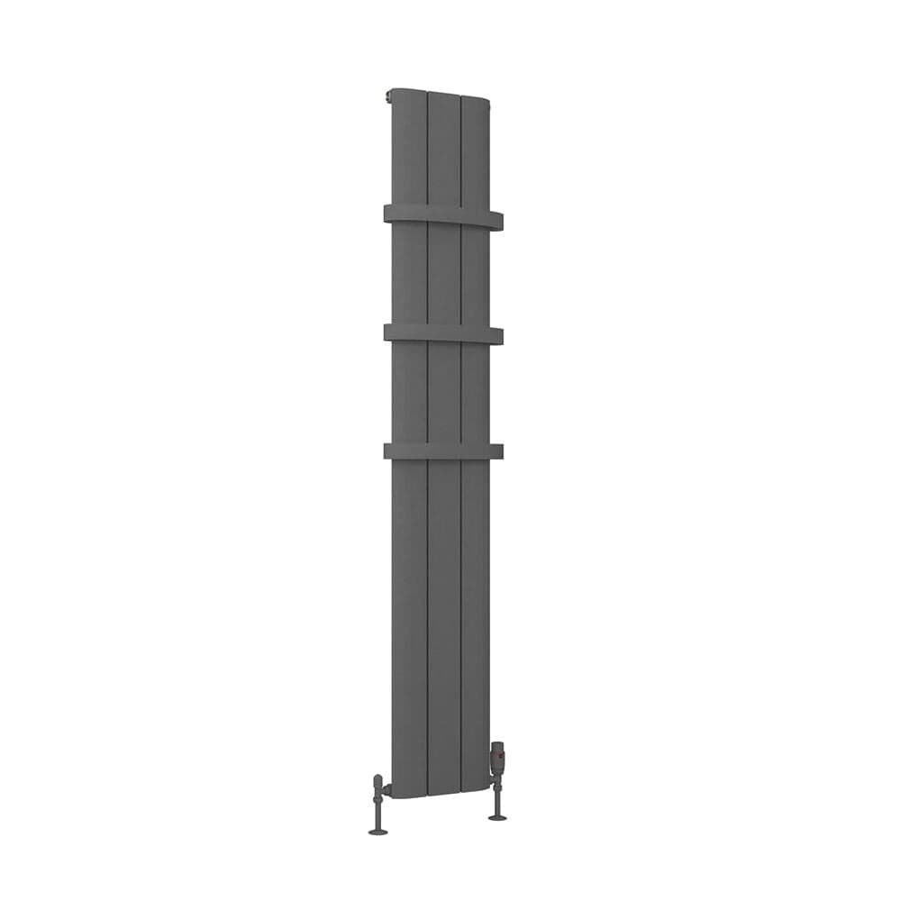 Eastbrook Panel Radiator Eastbrook Peretti Straight Vertical Aluminium Radiator in Matt Anthracite