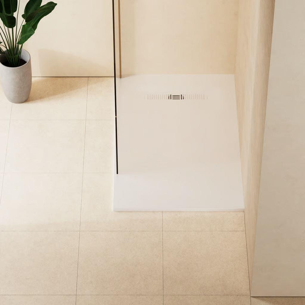 Crosswater Rectangle Shower Tray Crosswater Vito Rectangle 25mm Stone Resin Shower Tray 900 x 1700mm in Matt White with Waste