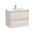 Roca Wall Mounted Vanity Unit Nordic Ash Roca Tenet 700mm Wall Mounted Two Drawer Vanity Unit with Basin