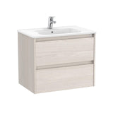 Roca Wall Mounted Vanity Unit Nordic Ash Roca Tenet 700mm Wall Mounted Two Drawer Vanity Unit with Basin