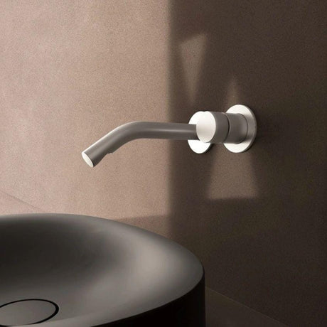 Clearwater Wall Mounted Basin Tap Clearwater Ixora Wall Mounted 2 Hole Basin Mixer Tap in 316 Stainless Steel