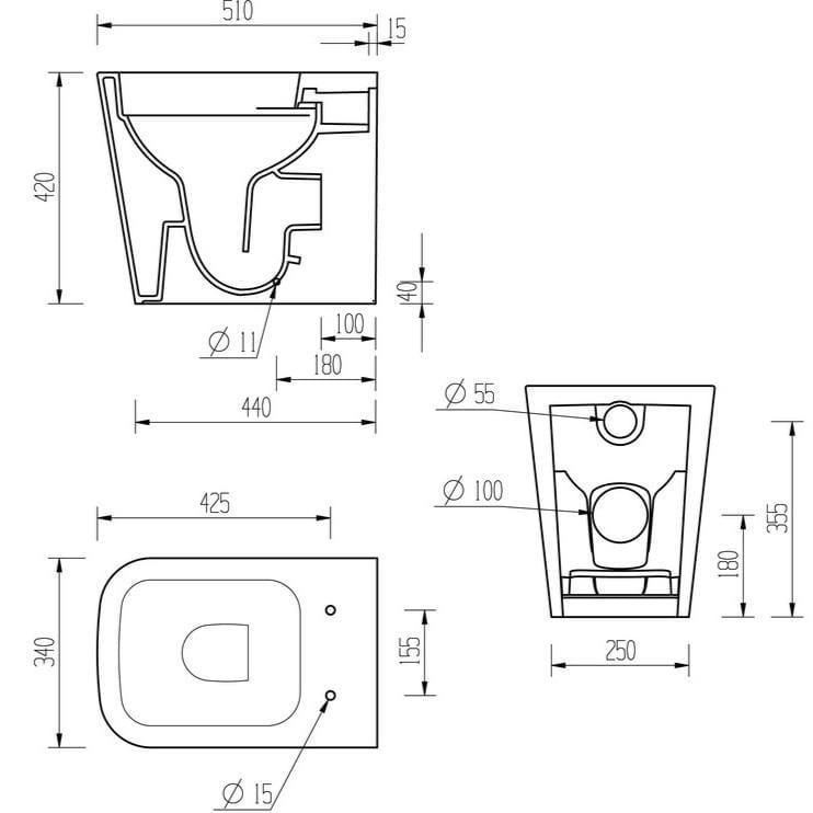 Aquarius Bathrooms Back to Wall Toilet Aquarius Laura Back to Wall Rimless Toilet Bundle with Pan, Cistern and Flush Button