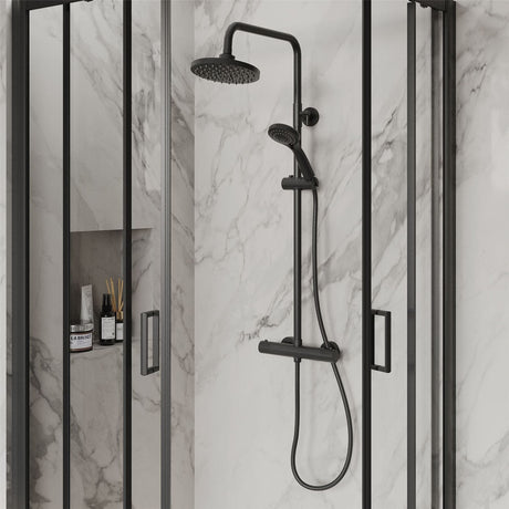 Aquarius Bathrooms Quadrant Shower Enclosure Matt Black / 1000x800mm Aquarius Urbano 6mm Quadrant Shower Enclosure 1850mm