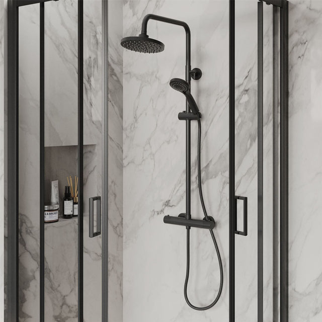 Aquarius Bathrooms Quadrant Shower Enclosure Matt Black / 1000x800mm Aquarius Urbano 6mm Quadrant Shower Enclosure 1850mm