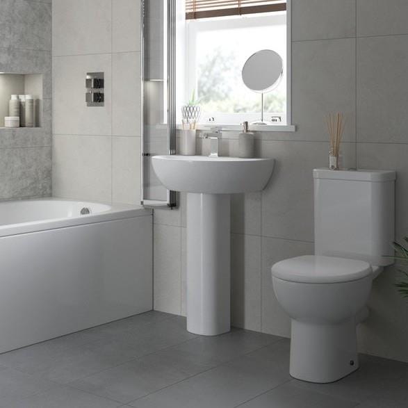 Aquarius Bathrooms Pedestal Basin 450mm Aquarius Willow 1 Tap Hole Basin with Full Pedestal