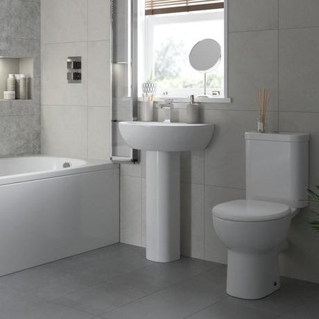 Aquarius Bathrooms Pedestal Basin 450mm Aquarius Willow 1 Tap Hole Basin with Full Pedestal