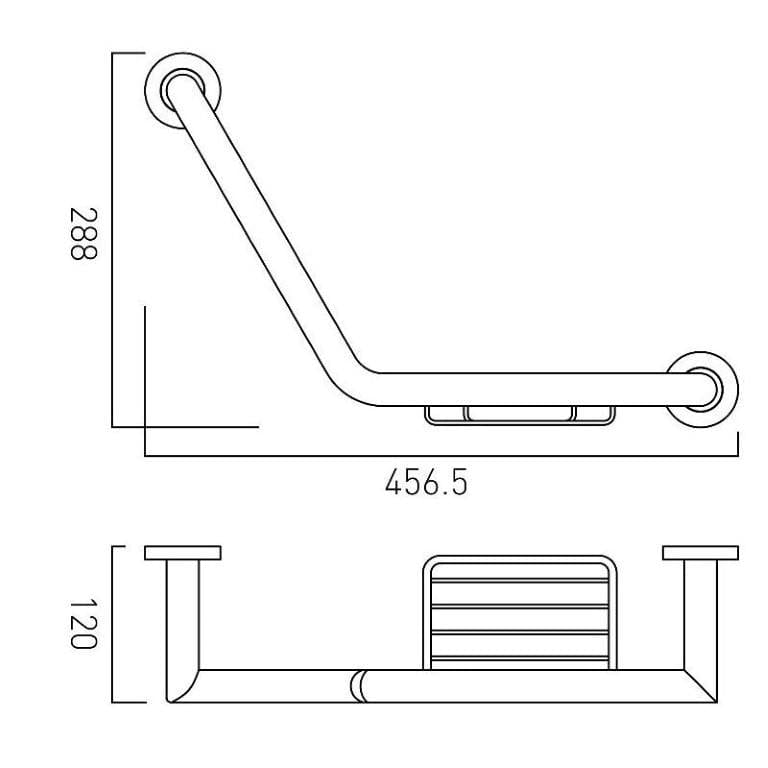 Vado Grab Rail/Bar Vado Spa Angled Grab Rail With Basket - 465mm Wide in Chrome