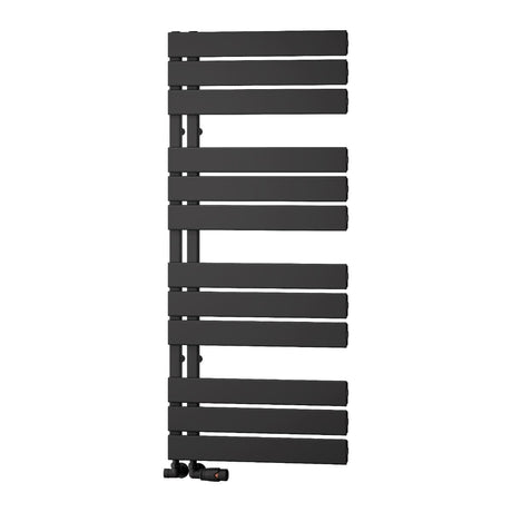 Reina Designer Towel Radiator 1190 x 500mm / Black Reina Vada Vertical Aluminium Central Heating Towel Rail