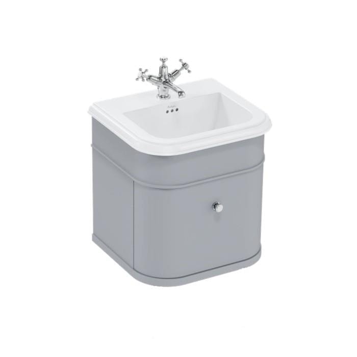 Burlington Wall Mounted Vanity Unit Classic Grey / Ceramic Basin - 1 Tap Hole / Chrome Burlington Chalfont 550mm Wall Mounted Single Drawer Vanity Unit with Basin