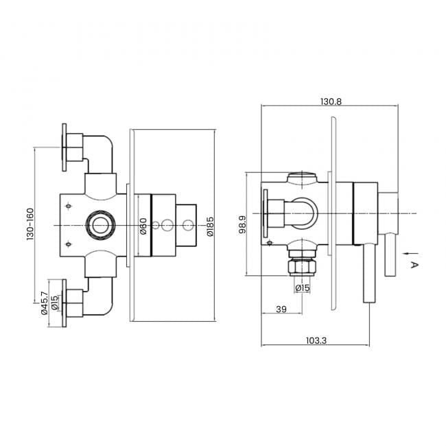 Sagittarius Exposed Shower Valve Sagittarius Ergo 1 Outlets Exposed Thermostatic Shower Valve - Chrome