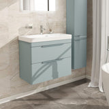 Imex Wall Mounted Vanity Unit Denim Blue Imex Luna 700mm Wall Mounted Double Drawer Vanity Unit with Basin
