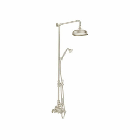Vado Exposed Shower Set Brushed Nickel Booth & Co. Axbridge Exposed 2 Outlet Shower Set with Fixed Shower Head and Handset