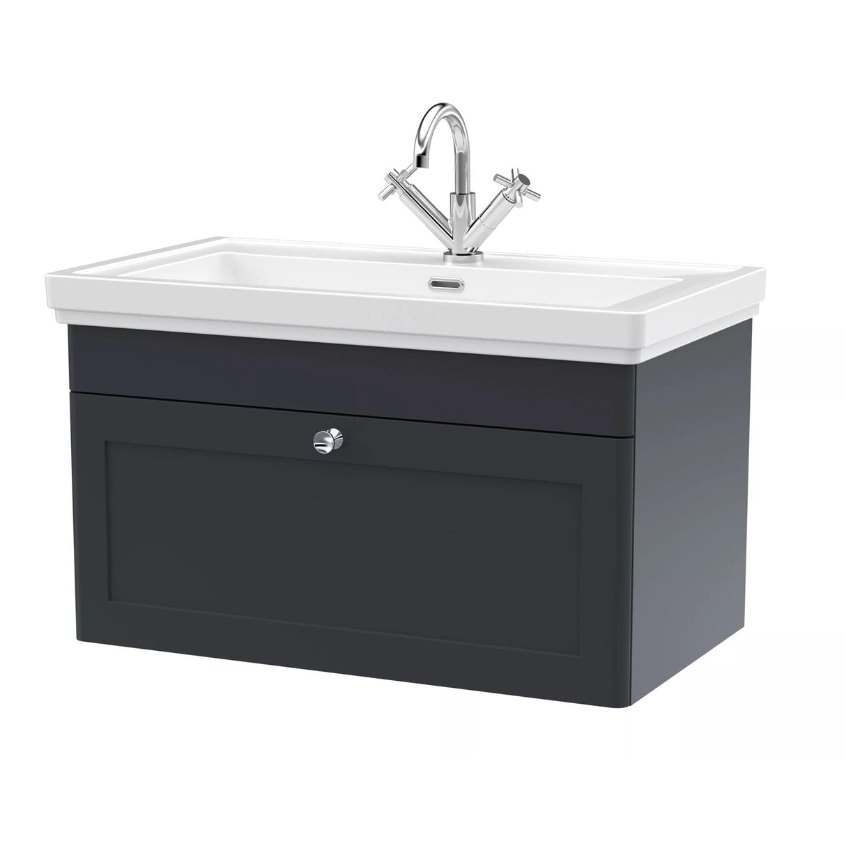 Aquarius Bathrooms Wall Mounted Vanity Unit Aquarius Leighton 800mm Wall Mounted  One Drawer Vanity Unit with Basin