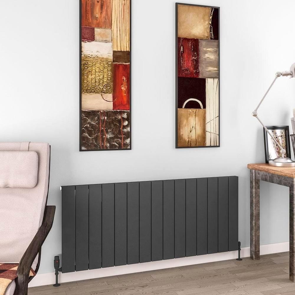 Eastbrook Panel Radiator 600 x 1420 / Dual Fuel Eastbrook Charlton Horizontal Aluminium Designer Radiator in Matt Anthracite
