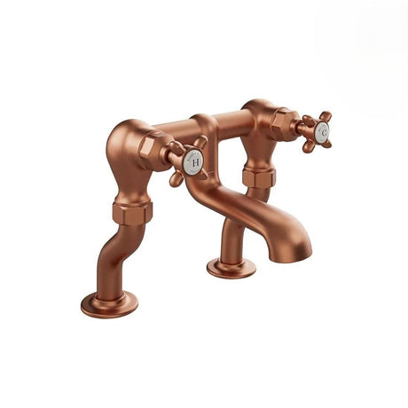 Vado Bath Mixer Brushed Bronze/Crackled White Booth & Co. Axbridge Crosshead Bath Filler Tap